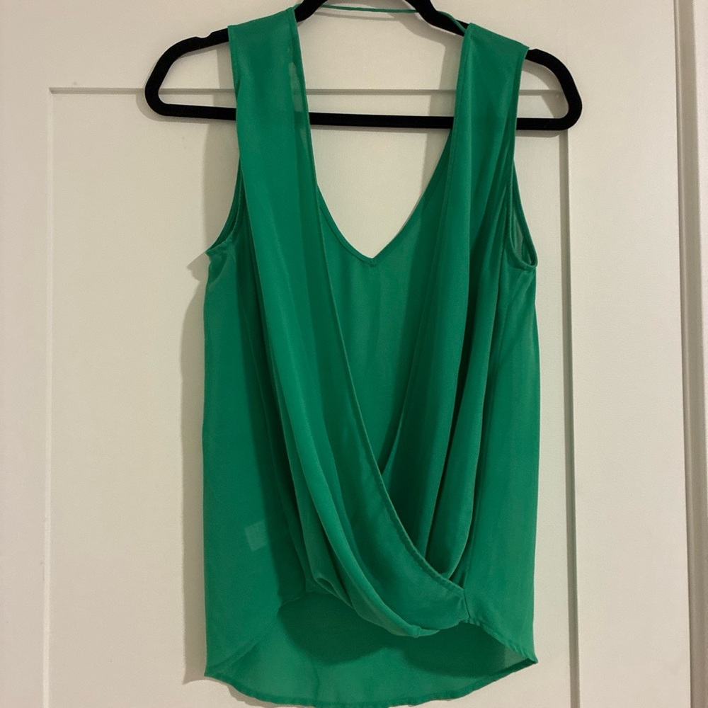 Naked Zebra Emerald Green Draped V-Neck Sleeveless Camisole